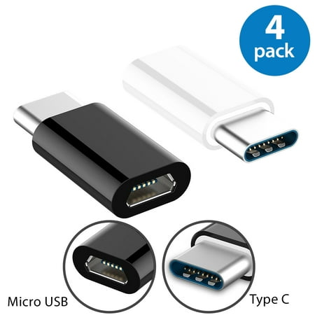 4x Afflux USB-C Adapter Connector USB Type C Male to Micro USB Female Adapter Charge Sync Converter For Samsung Galaxy S8+ Note 8 Nexus 5X 6P LG G5 G6 V20 HTC 10 Google Pixel XL OnePlus 3 5