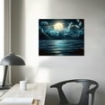 thumbnail image 3 of JRXY Wall Art Moon Sea Ocean Landscape Picture Canvas Wall Art Print Paintings Modern Artwork for Living Room Wall Decor and Home Décor Framed Ready to Hang,1inch Thick Frame,  16x12in, 3 of 4
