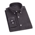 thumbnail image 3 of hotojiny Men's Corduroy Shirt Long Sleeve Button down Workwear Classic Regular Fit Casual Fall Tops Wedding Clothing with Pocket, 3 of 5