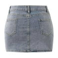 thumbnail image 3 of Women’s Bodycon Denim Short Mini Skirts High Waist Casual Washed Stretchy Jean Skirts with Pockets Polyester Material, 3 of 7