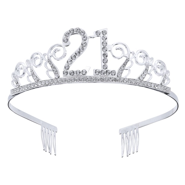 Tiara de cristal con diamantes de imitación para cumpleaños, corona de reina, diadema para graduación, peinetas para el cabello, broche para recuerdo de fiesta de cumpleaños número 21
