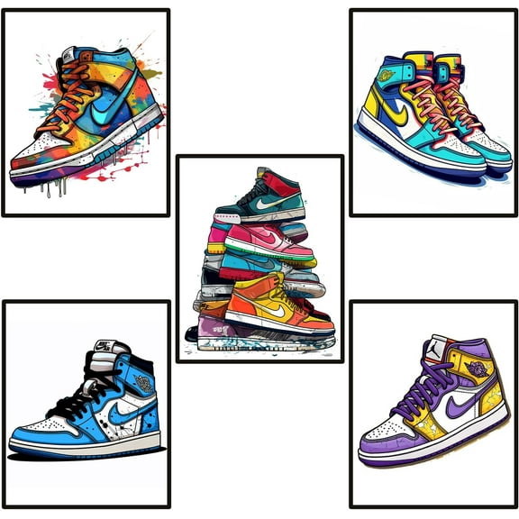 Sneakers Canvas Poster Hypebead Room Decor Unframed Set of 5 (8 x 10 Inch) Hypebeast Posters Sneakers Wall Art Decor AJ Wall Art Canvas Poster Sneaker Air Gym Shoes