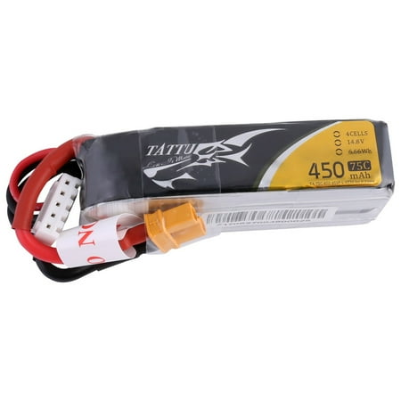 UPC: 0889551002301 | Tattu Lipo Battery 4S 450mah 14.8V 75C Pack with XT30 Plug Long Size for Multirotor H-frame Quad Beta 95X