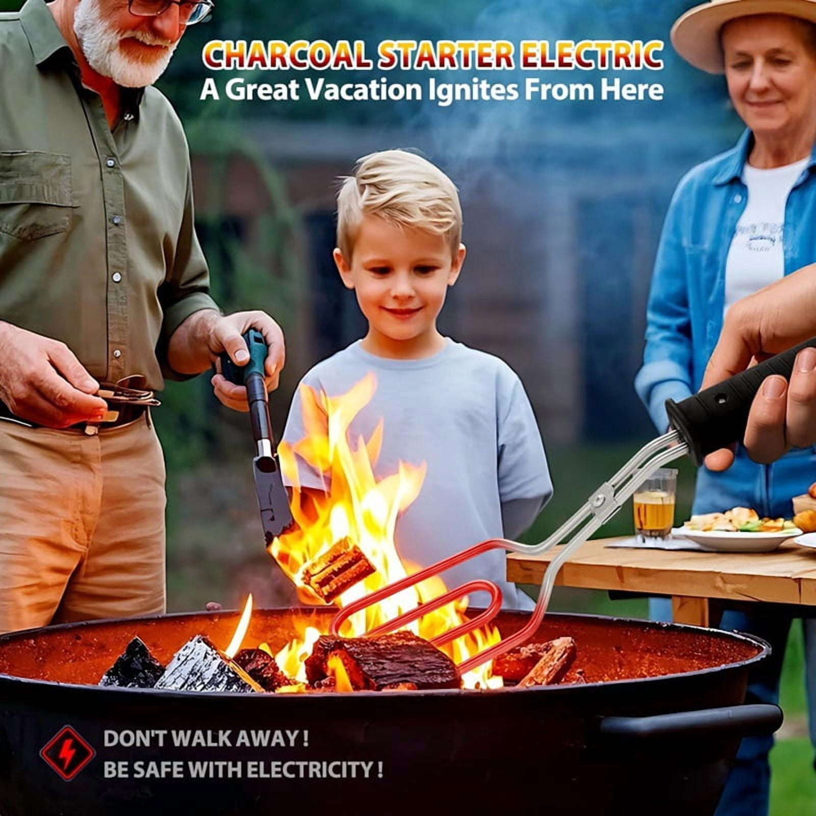 Electric CharcoalStarter - Fire Lighter, Stainless Steel 304 Heat Element Coils with 25 Inch Power Cord US Plug
