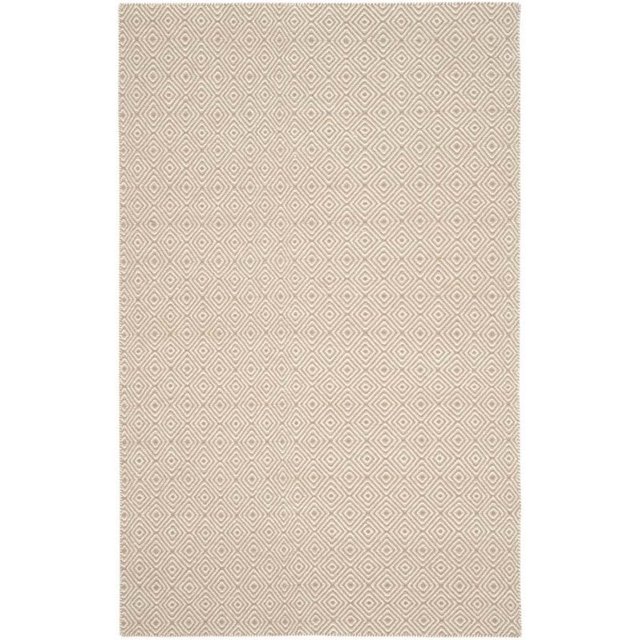 SAFAVIEH Oasis Collection 9' x 12' Brown / Ivory OAS525D Handmade Flatweave Wool Area Rug