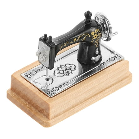 GOOHOCHY Mini Sewing Machine for Decoration with Vintage Style Beige Color Made of Wood and Plastic 6.5x4.3x3.1 Inches