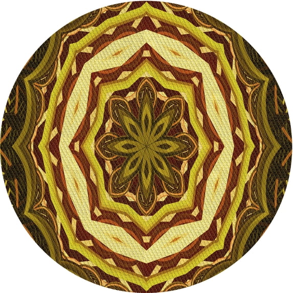 Ahgly Company Machine Washable Indoor Round Transitional Night Red Area Rugs, 4' Round