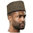 thumbnail image 2 of Yakubu Black and Gold Hausa Mallam Cap Fulani Hula Hand-crafted African traditional Kufi hat, 2 of 5
