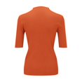 thumbnail image 6 of YEJIMAN Elbow-Length T-shirt, Orange Button Down Shirt Women, Women's Sweater Slim Fit Half Neck 5 Five Point Mid Sleeve Base Sweater Top,, 6 of 9