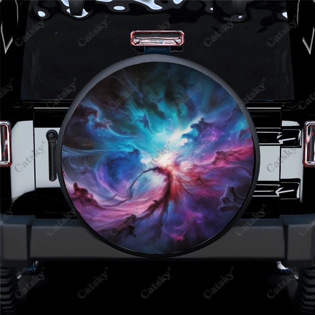 Colorful Abstract Cloudlike Polyester Universal Spare Wheel Tire Cover Custom Tire-Covers for Trailer RV SUV Truck Camper