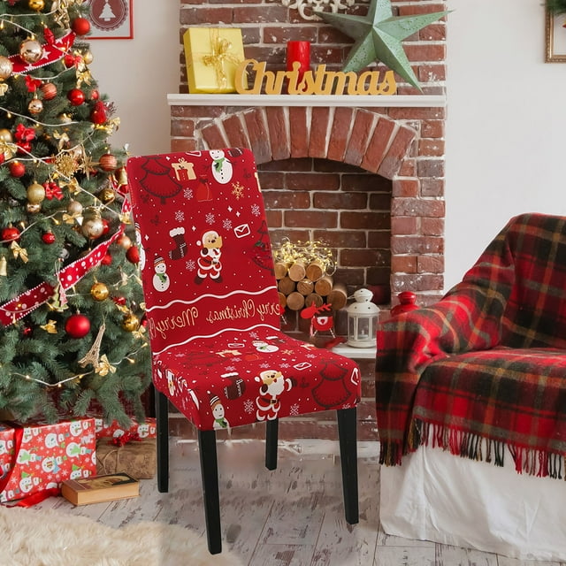 Christmas Dining Chair Cover Chair Back Cover Removable Washable Chair Protector Suitable For Christmas Family Restaurant Kitchen