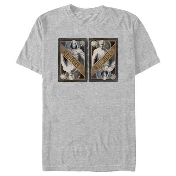 Men's Marvel: Moon Knight Two Personalities Playing Cards Graphic Tee Athletic Heather X Large