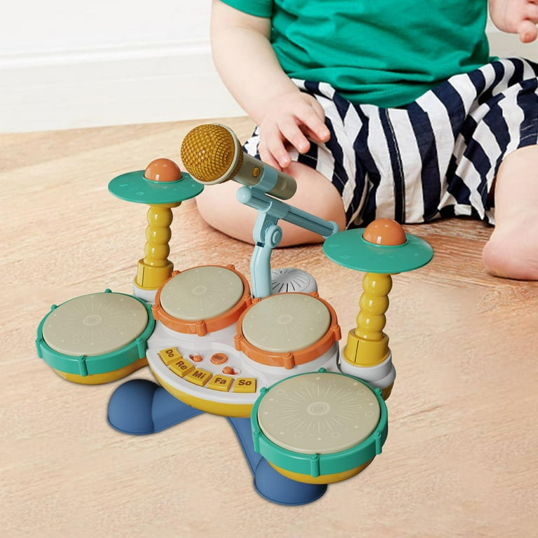 Baby Toys 12 to 18 Months Light Toys 3 Year Old Montessori Musical Instruments Set with Toy Microphone Boys Girls Gifts Musical Drum B