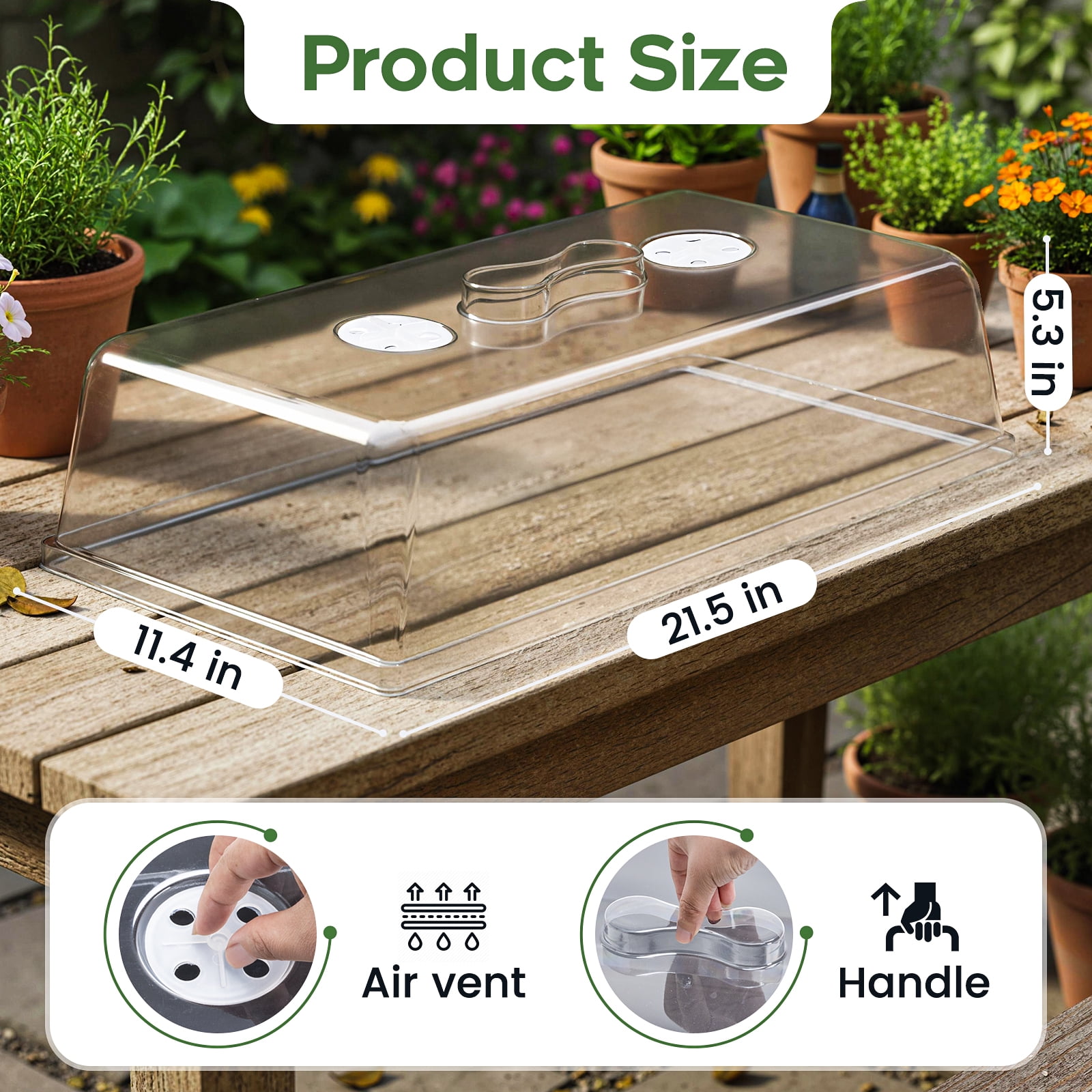 20-Pack Heavy Duty 1020 Seed Starter Trays with 5" Humidity Domes, Thick Plant Propagation Trays with Clear Domes for Greenhouse Seed Germination & Microgreens