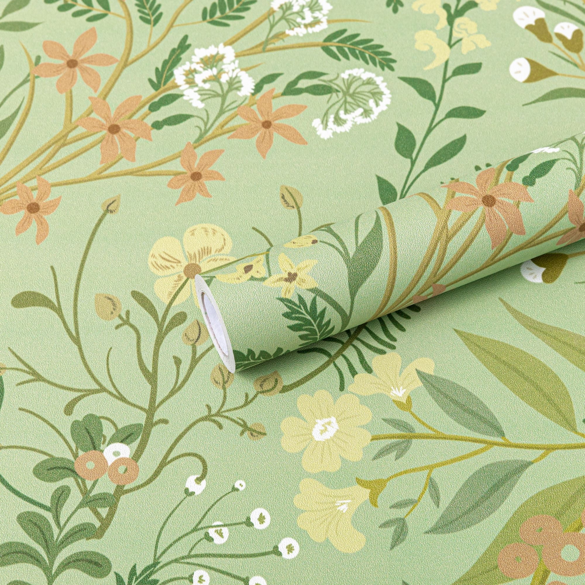 UMIGGEE 17.7" x 393" Green Floral Wallpaper Peel and Stick Floral Green Wall Paper Self Adhesive Flower Wallpaper Contact Paper Home Decor Wall Covering Old Furniture Renovation