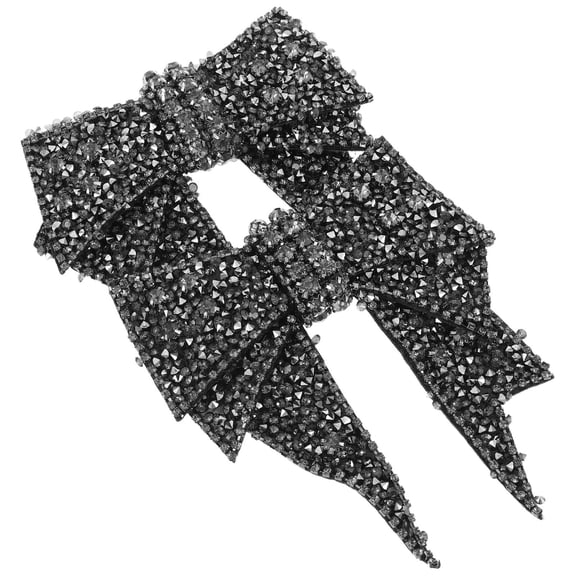 LOLIPPYY 2 Pieces Black Bowknot Shoe Charms with Rhinestones, Decorative Pendants for Party and Daily Wear
