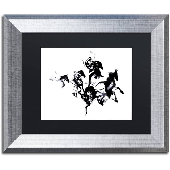 Trademark Fine Art 'Black Horses' Canvas Art by Robert Farkas, Black Matte, Silver Frame
