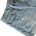 thumbnail image 4 of Women's Jean Shorts Plus Size Stretch Fashion Middle-waisted Straight Pocket Hole Short Pants, 4 of 6