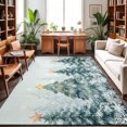 Tree Designed Rugs Green Pine Trees Area Rug 9'x12', Winter Christmas Tree Snowflakes Star ...