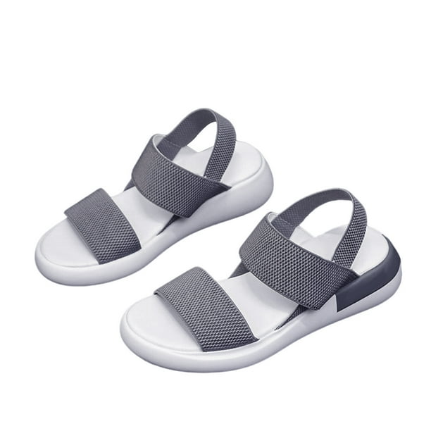 Qarigey 1 par de zapatos con correas elásticas, sandalias deportivas de verano, calzado informal transpirable, sandalias, regalos para playa al aire Calzado Gris Größe 37 Qarigey AP011265-09
