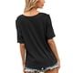 thumbnail image 4 of Camiseta de mujer de manga corta con cuello en V, color block, camiseta holgada de verano, negro, M Vogacara  AP001239-02, 4 of 7