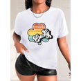 thumbnail image 1 of Colorful Clover and Letter Print Casual Fashion T-Shirt for Black Women, Round Neck Short Sleeve, Polyester - Machine Washable, English Letters, Leisure Style, Spring/Summer/Autumn, 1 of 7