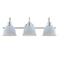 thumbnail image 3 of Aspen Creative 62331, Bathroom Vanity 3 Lights Fixture 25"W x 8-1/2"H x 7-3/4"E. Satin Nickel + White Finish, Bulb Not Included, 3 of 7