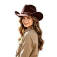 thumbnail image 3 of LILIYA Western Cowboy Hat for Women and Men, Classic Unisex Wide Brim Shapeable Headwear with Decorative Belt Buckle, Lightweight Sun Protection Hat, 3 of 5