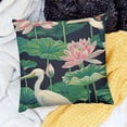 thumbnail image 2 of BANET Throw Pillow Cover Pink and Lotus Flowers Leaves Pillowcase Home Decorative Square Pillow Case 12x12in, 2 of 5