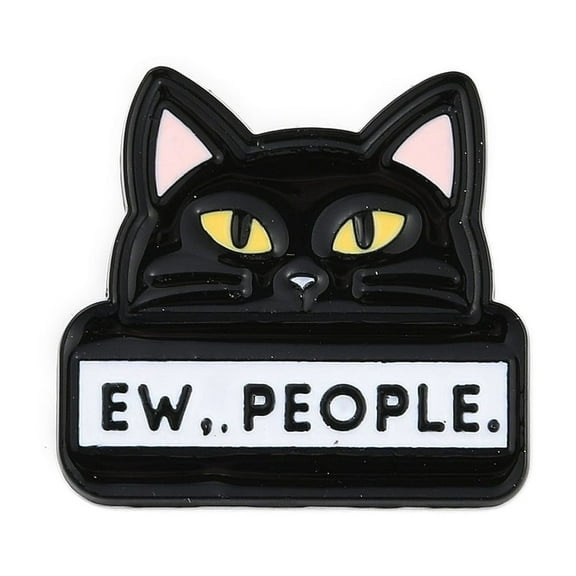 12pc Cat with Word Enamel Pins Alloy Brooches for Backpack Clothes Black 28.5x30.5mm