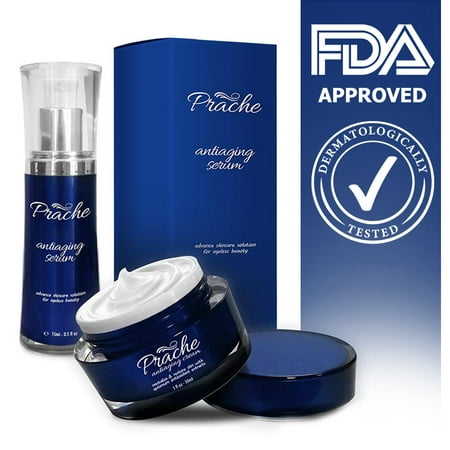 #1 Dermatologist Tested Prache Anti-Aging Cream & Prache Serum (Pack of Two) – Remove Fine Lines and Wrinkles with Best Anti-Aging Skin Care