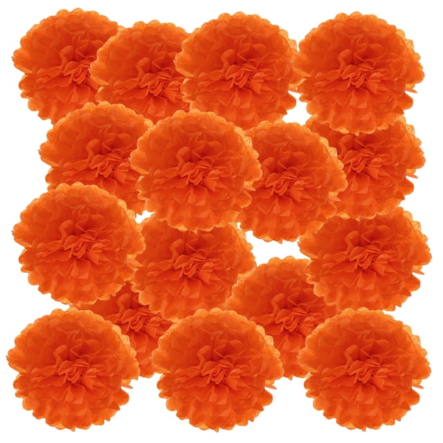 Uxcell Pom Poms de Papel Flores Bola de Papel para Decoración de Fondo de Fiesta Rojo Naranja 4"