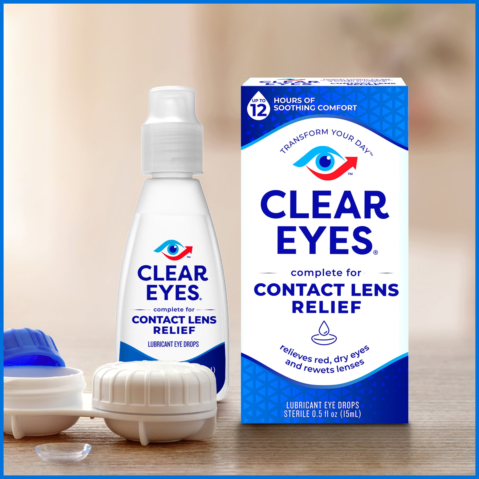 Clear Eyes Contact Lens Relief Lubricant Eye Drops, 0.5 fl oz