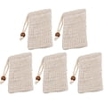 thumbnail image 2 of 5 Piece Natural Cotton Linen Shower Exfoliating Sponge Bag Comfortable Bubble Net Soap Protective Bag, 2 of 9