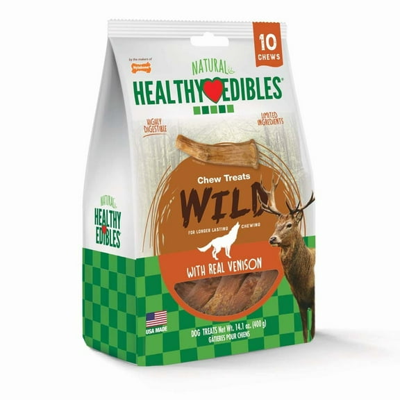 Nylabone Healthy Edibles Dog Chew Treats Wild With Real Venison Flavor 10 Chews