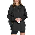 thumbnail image 3 of Sudadera con Capucha Extragrande para Mujer con Cremallera un Cuarto Estilo Túnica Ideal para Otoño e Invierno Ropa para Adolescentes, Estilo Preppy Negro XL, 3 of 10