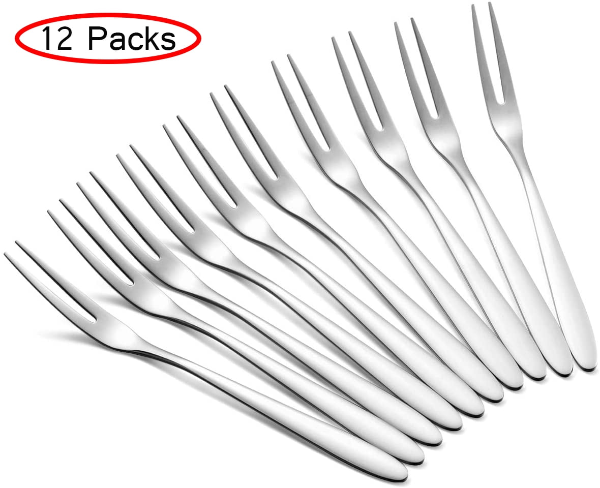 Stainless Steel Fruit Fork Cake Forks With Box, 6 Pieces Small Dessert