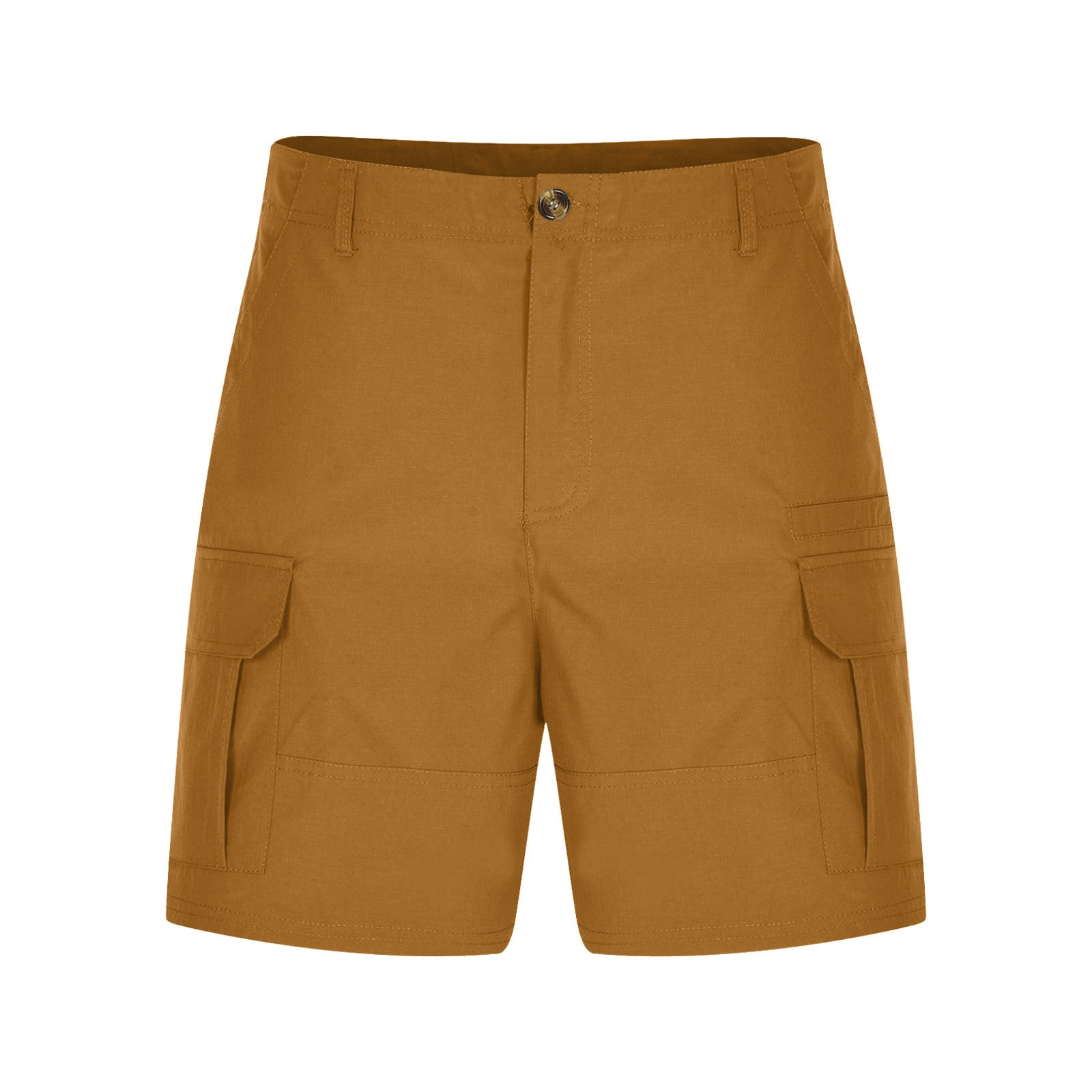 IYTR Cargo Shorts for Men Solid Color Lightweight Casual Work Pants Summer Outdoor Hiking Golf Athletic Shorts Multi Pocket (Orange,L)