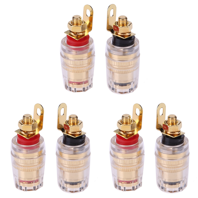 2 Uds 4mm Amplificador Chapado en Oro Altavoz Vinculante Postes Terminal Latón