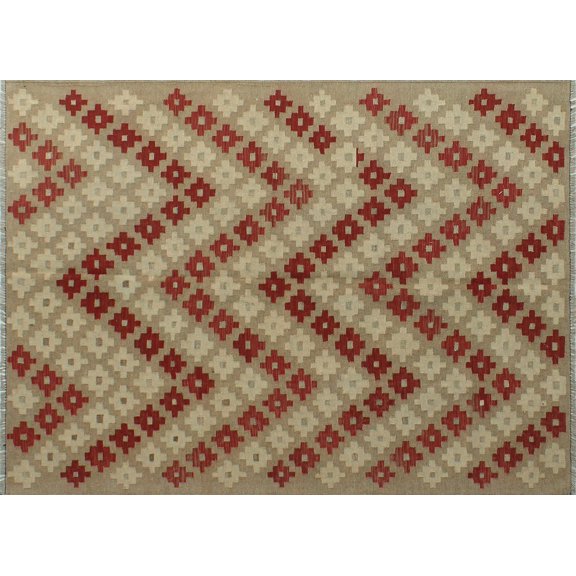 Winchester Ridley Brown/Red Rug, 4'9" x 6'6"