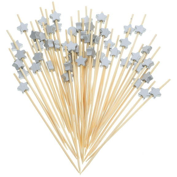 TAILTOSS 100Pcs Fruit Skewers Bamboo Picks with Silver Color for Family and Festival Celebrations
