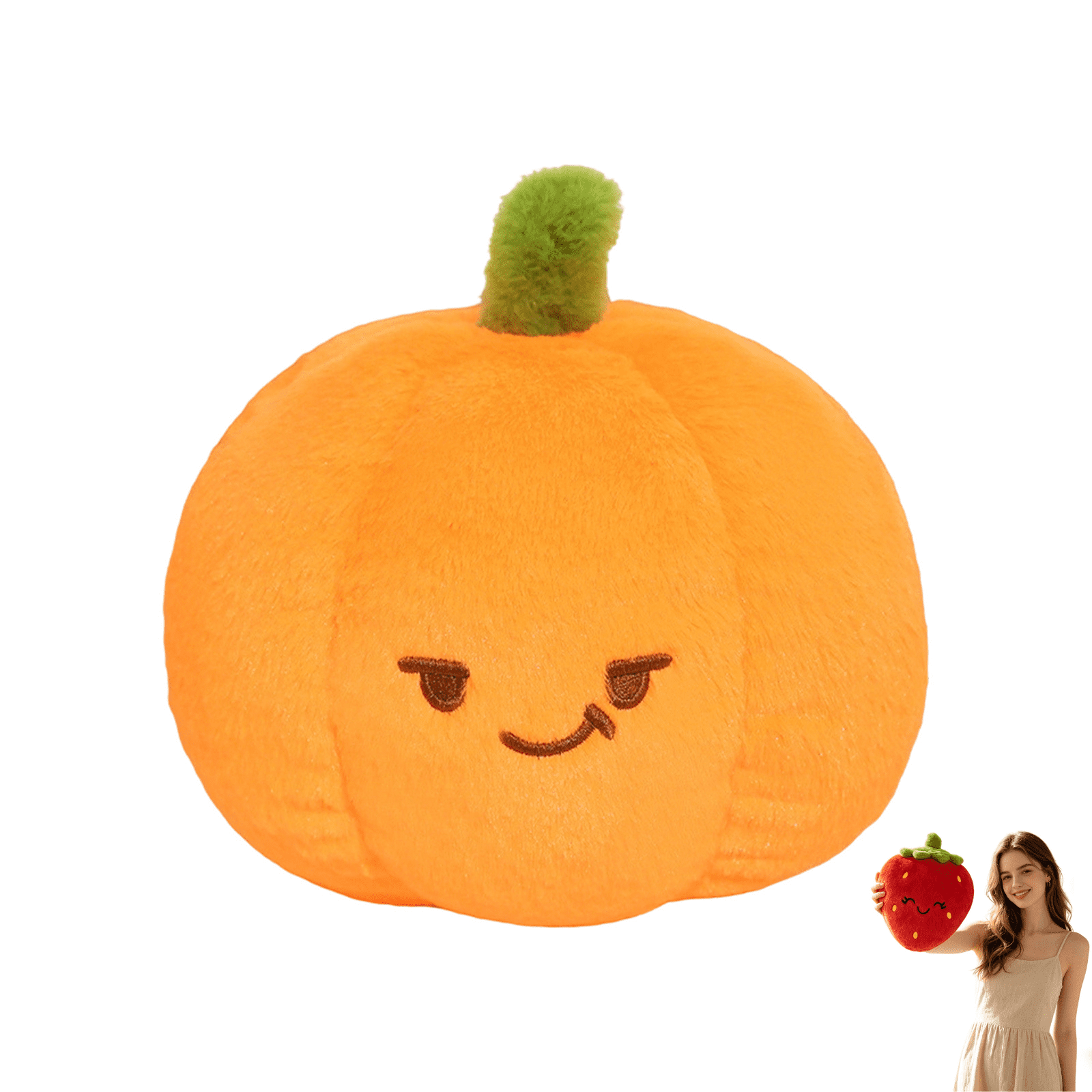 Cute Fruit Plush Toys Pillow Soft Cartoon Fruit Stuffed Plushies Pumpkin Strawberry Durian Pineapple Peach Watermelon Plush Doll Home Decor Christmas Gift for Kids J