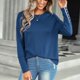 thumbnail image 2 of Top de mujer con cuello redondo y mangas largas con hombros caídos, jersey de corte informal a la moda para mujer, azul oscuro XL, 2 of 8