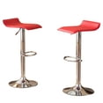thumbnail image 3 of Contemporary Chrome Air Lift Swivel Bar Stools, Red Faux Leather Seat, Set of 2 - Adjustable 24-30" Height, 15"W x 15"D, Perfect for Kitchen Counter &amp; Home Bar, 3 of 5