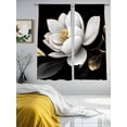 thumbnail image 3 of Gorgeous Flowers Sheer Curtains 63 Inch Length 2 Panels Set, White Gold Floral Botanicals Black Voile Window Treatment Rod Pocket Curtains Sheers Drapes for Bedroom/Living Room/Kitchen 52x"63"x2, 3 of 7