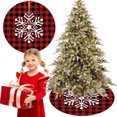 thumbnail image 4 of Boovnll Christmas Tree Skirt, 36" Large Soft Xmas Decor Red White Black Plaid Printing Mat Tree Skirt for Winter Holiday Xmas Tree Mat Party Decor, Christmas Decorations, 4 of 6