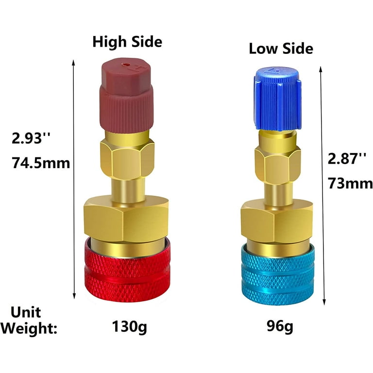 Fymlhomi R1234YF Quick Coupler, R1234yf to R134a Adapter,1234yf to 134a  Adapter High Low Side Connector Conversion Kit for AC Charging R-1234yf  Refrigerant Air Conditioning System Hose Fitting 