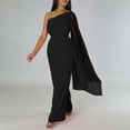 thumbnail image 2 of Vestido de noche de mujer con un solo hombro - Sofisticado conjunto de fiesta - Falda fluida con cremallera trasera - Color liso para ocasiones especiales, 2 of 7