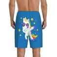 thumbnail image 2 of Balery Cool Unicorn Star Golden Men's Cotton Knit Pajama Shorts Waistband & Pockets,Short Pajama Pants-Large, 2 of 8