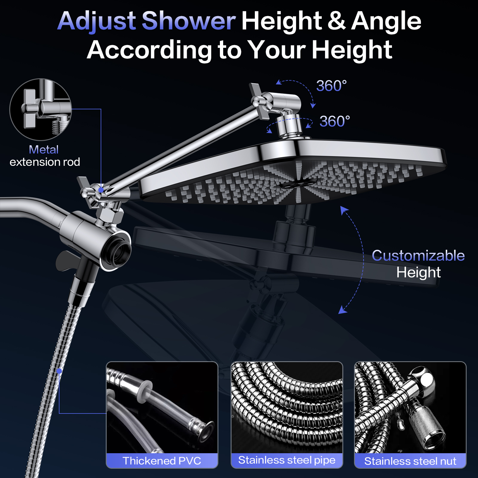 Yezivo 12-Inch Rain Shower Head Combo with Handheld photo 6